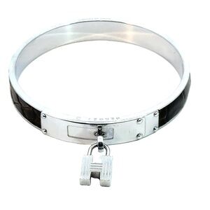 Hermes Bangle/Bracelet Brown Leather with Charm